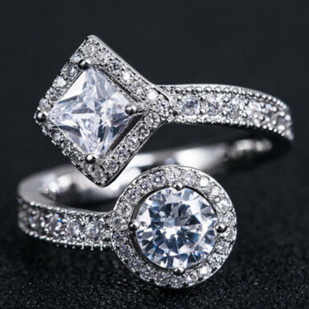 New 925 Silver Round Cut Sapphire Ring Size 6-10